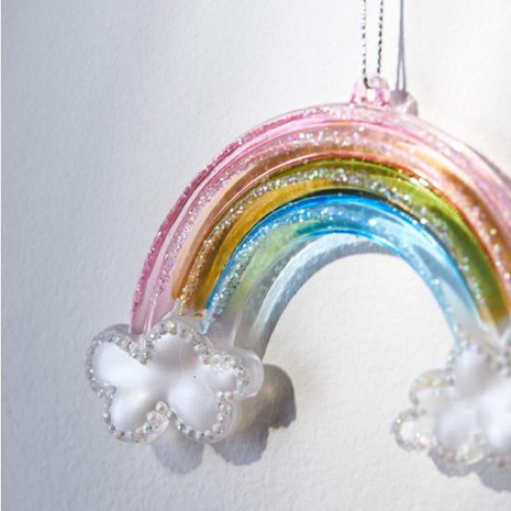 URBAN OUTFITTERS Pastel Glitter Rainbow Christmas Ornament UO